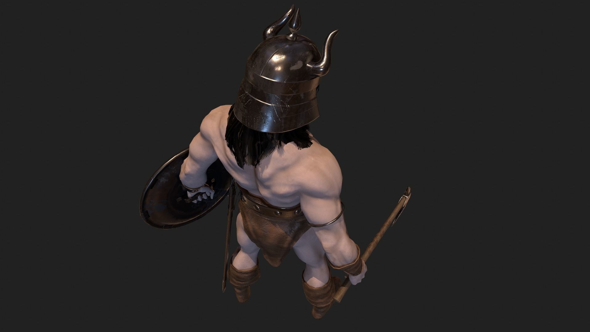 Barbarian Low-poly 3D model_7