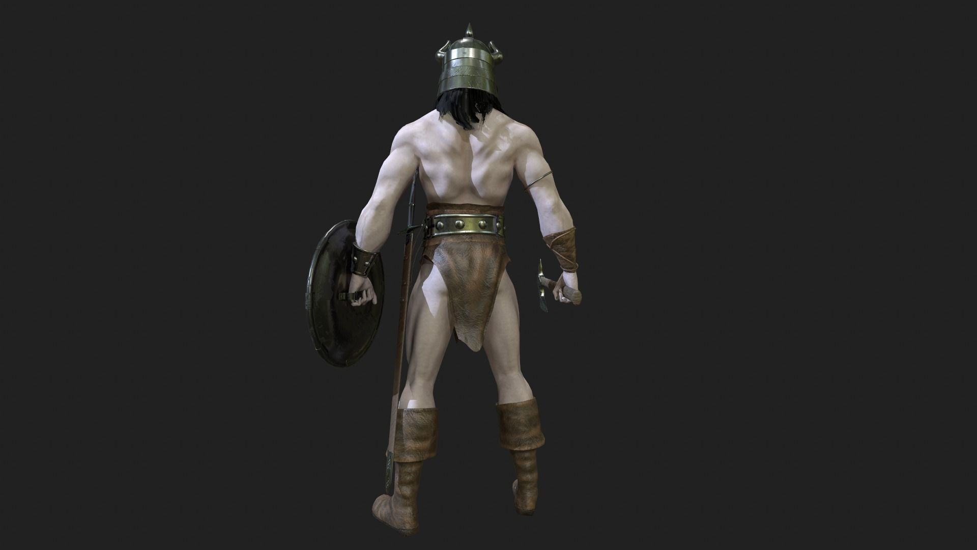 Barbarian Low-poly 3D model_3