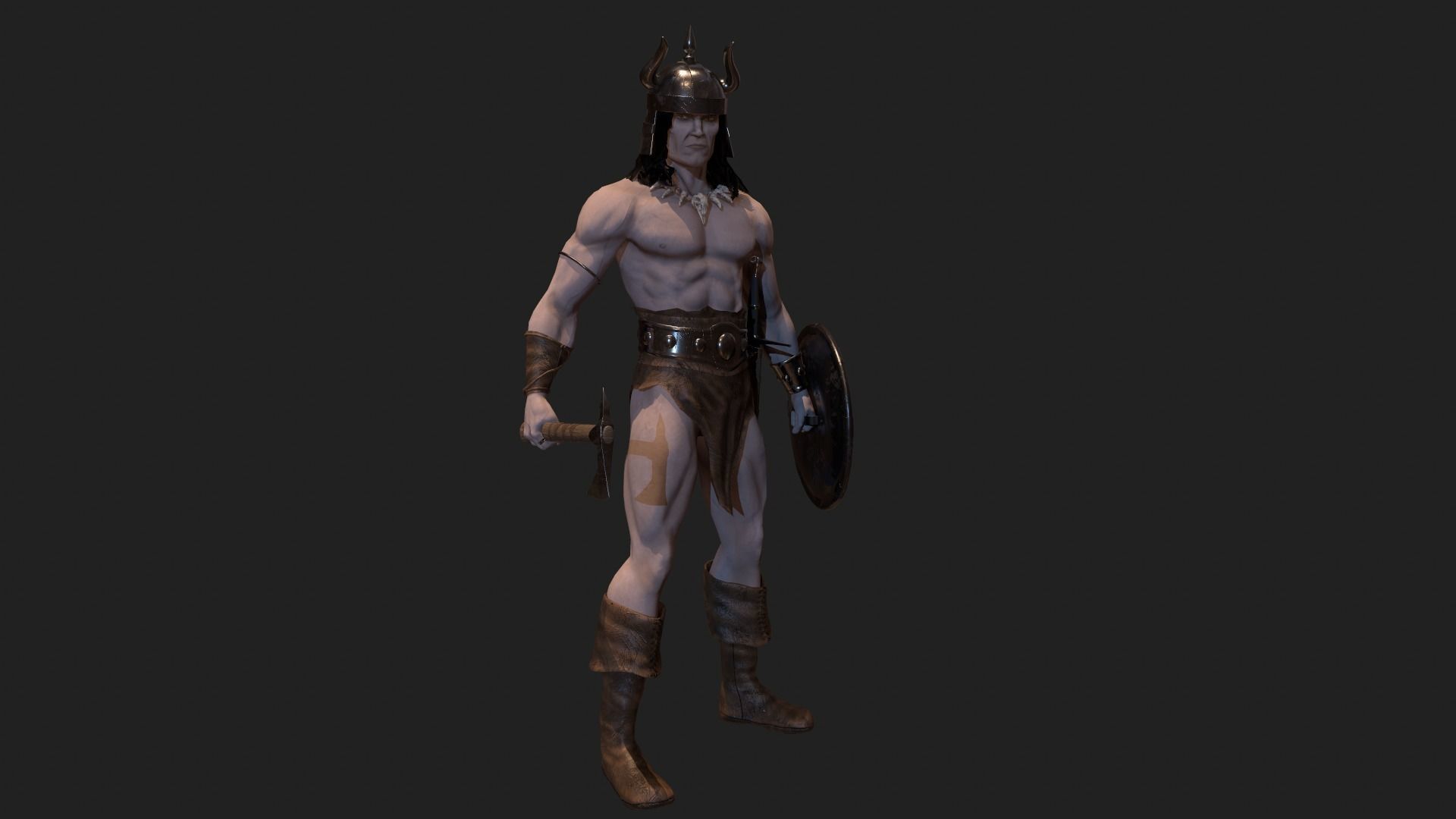 Barbarian Low-poly 3D model_6