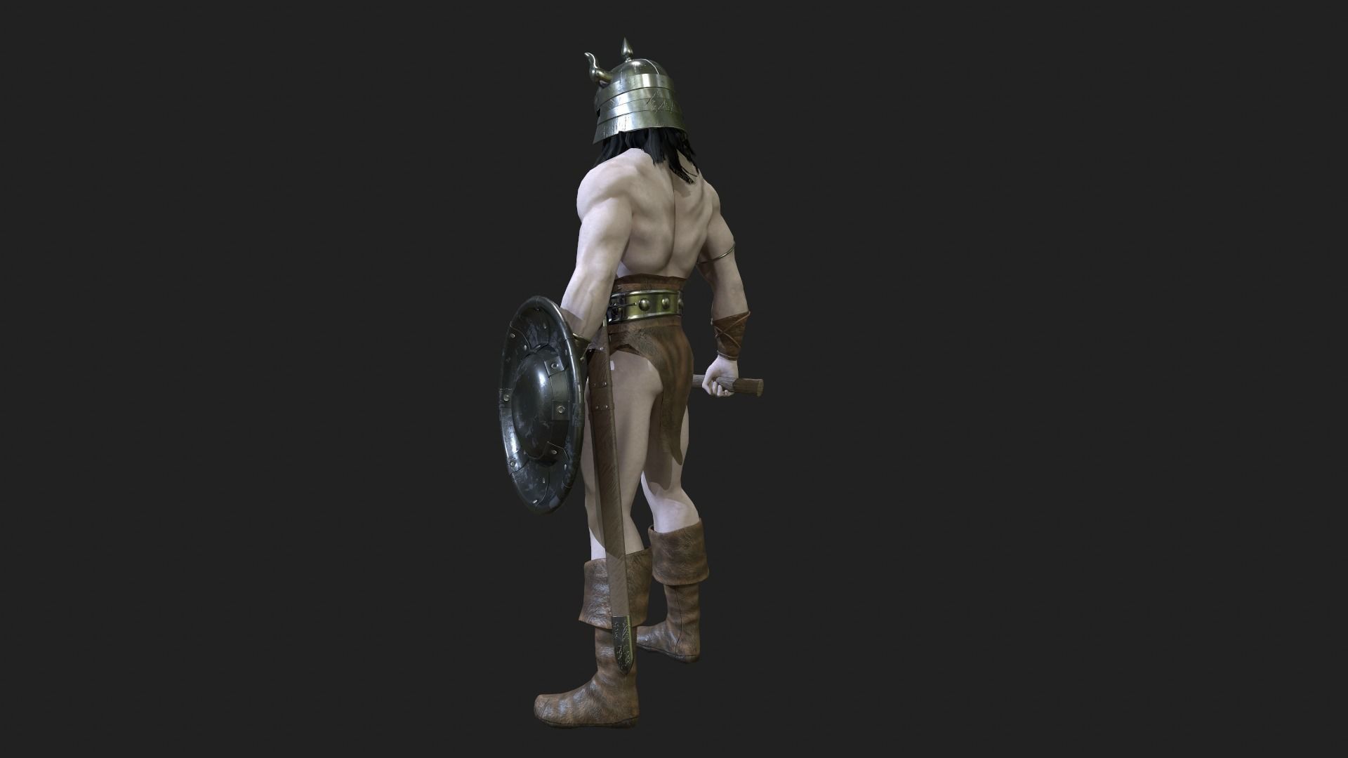 Barbarian Low-poly 3D model_2