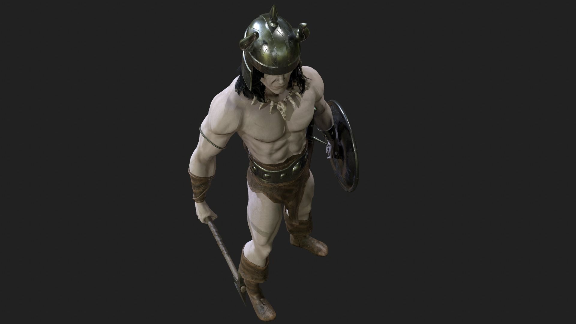 Barbarian Low-poly 3D model_5