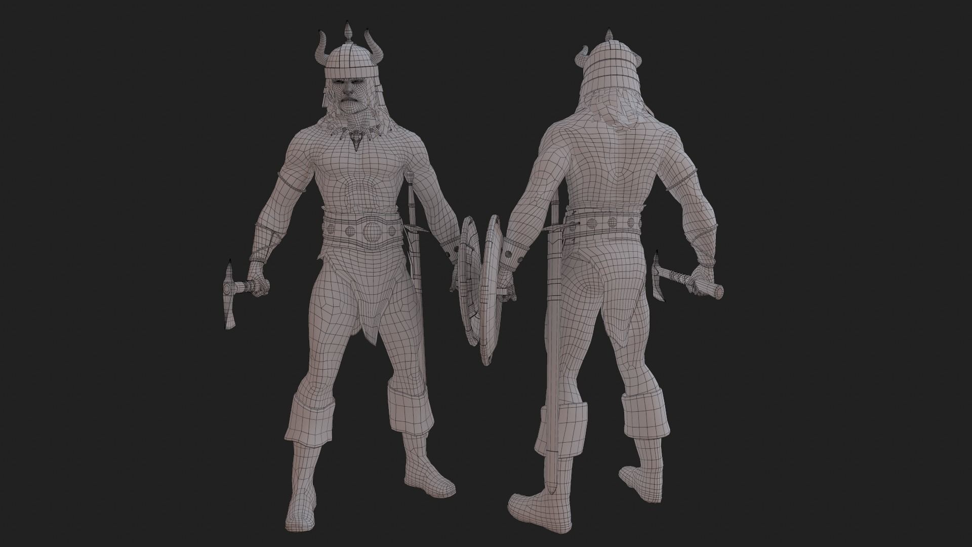 Barbarian Low-poly 3D model_9