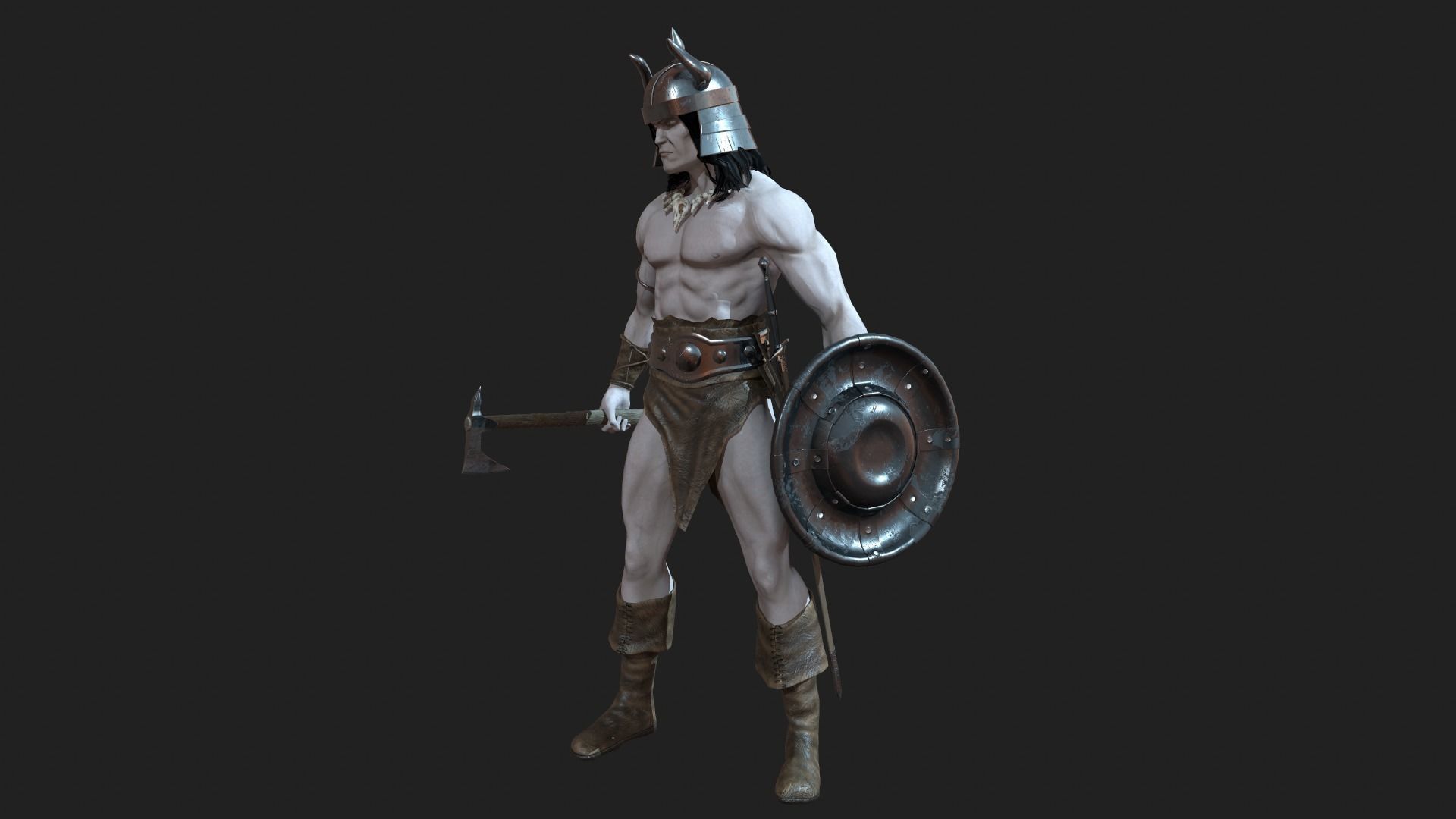 Barbarian Low-poly 3D model_8