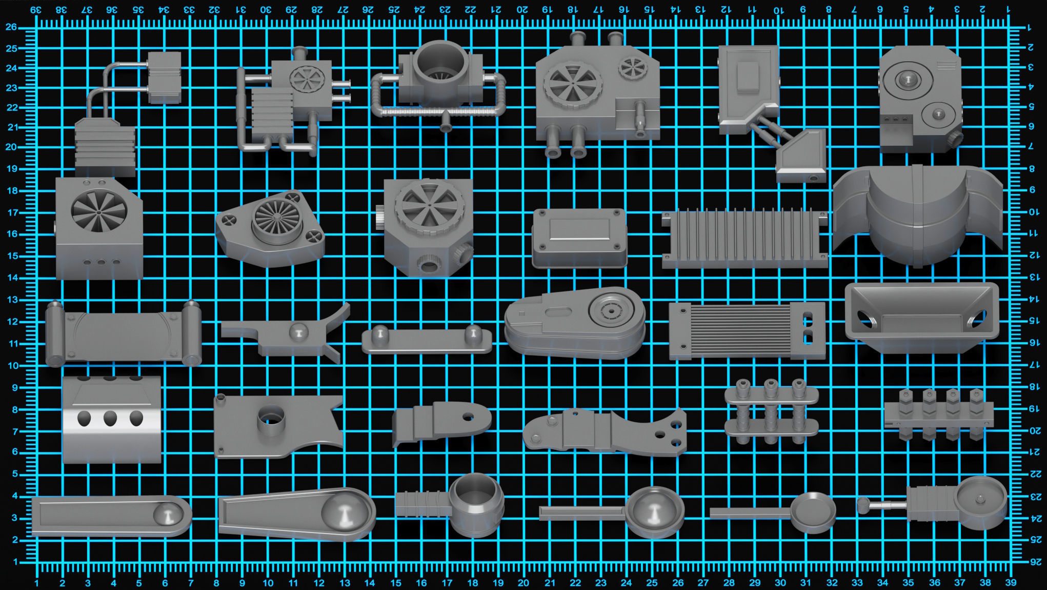 Hard Surface KITBASH 150 DETAILS 3D model_4