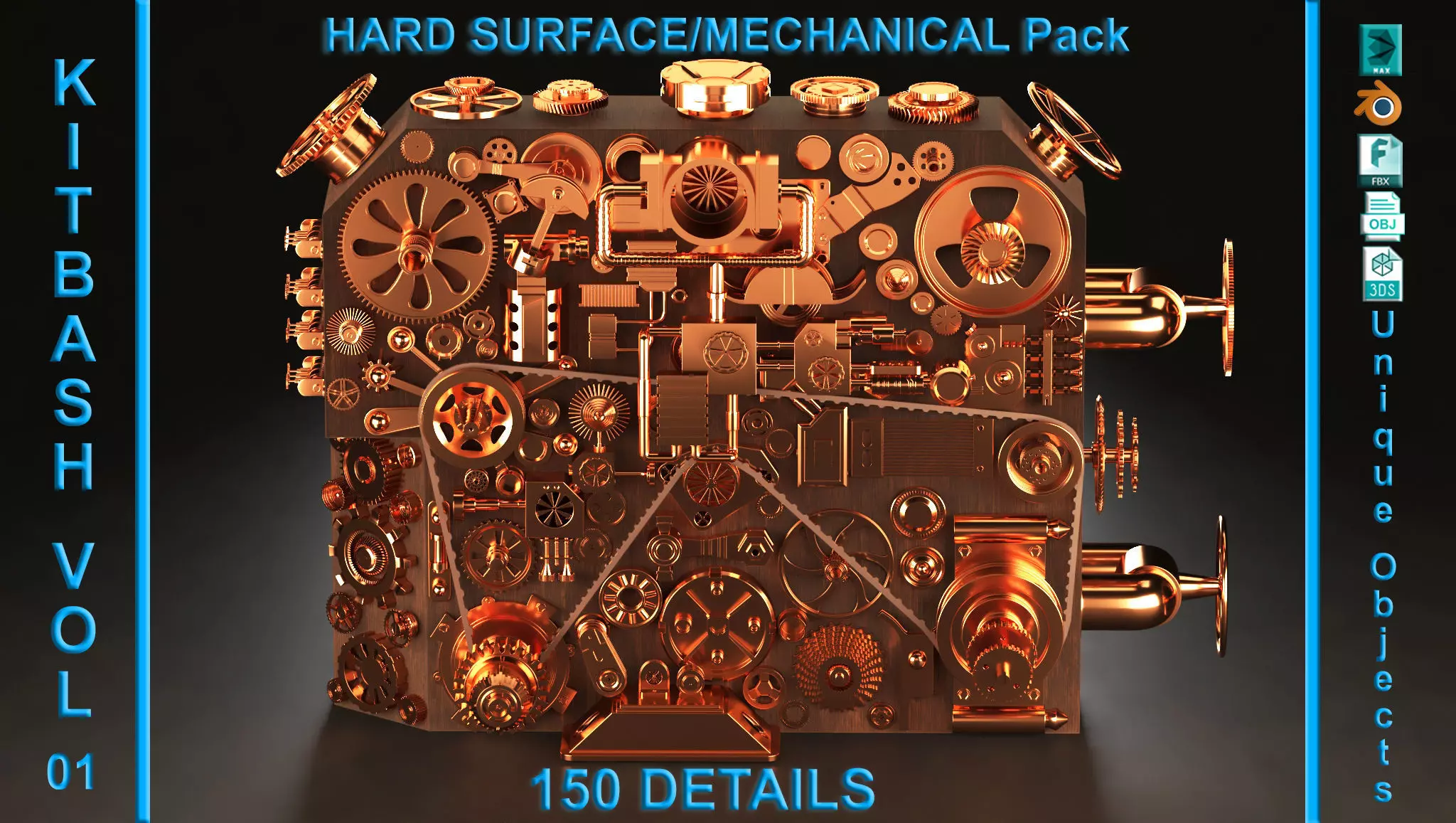 Hard Surface KITBASH 150 DETAILS 3D model_0
