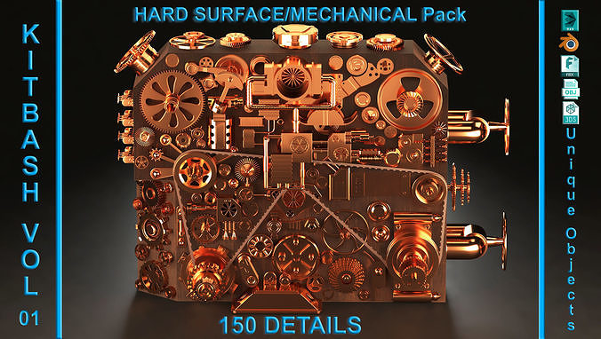 Hard Surface KITBASH 150 DETAILS 3D model