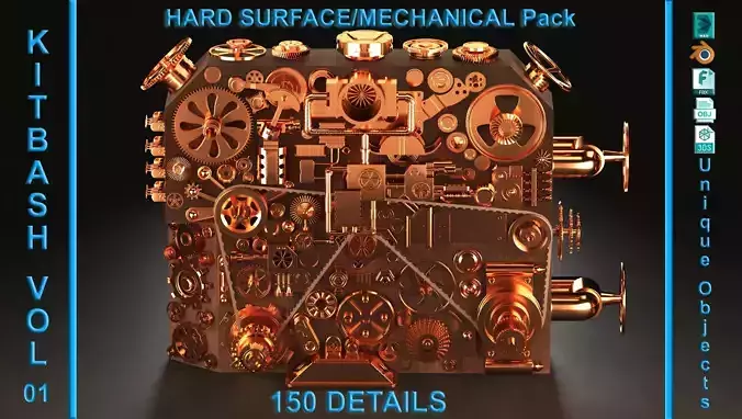 Hard Surface KITBASH 150 DETAILS 3D model