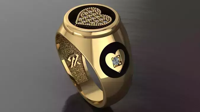 Hearts card ring 3D print model