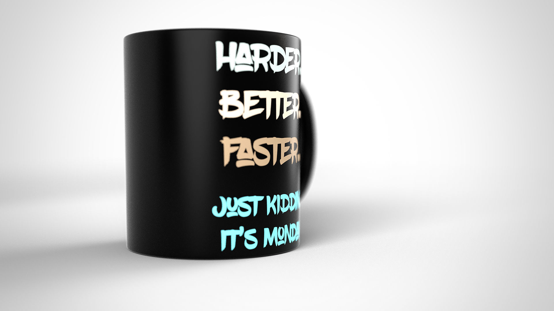 Coffee Tea Mug with funny inscription 3D model_1