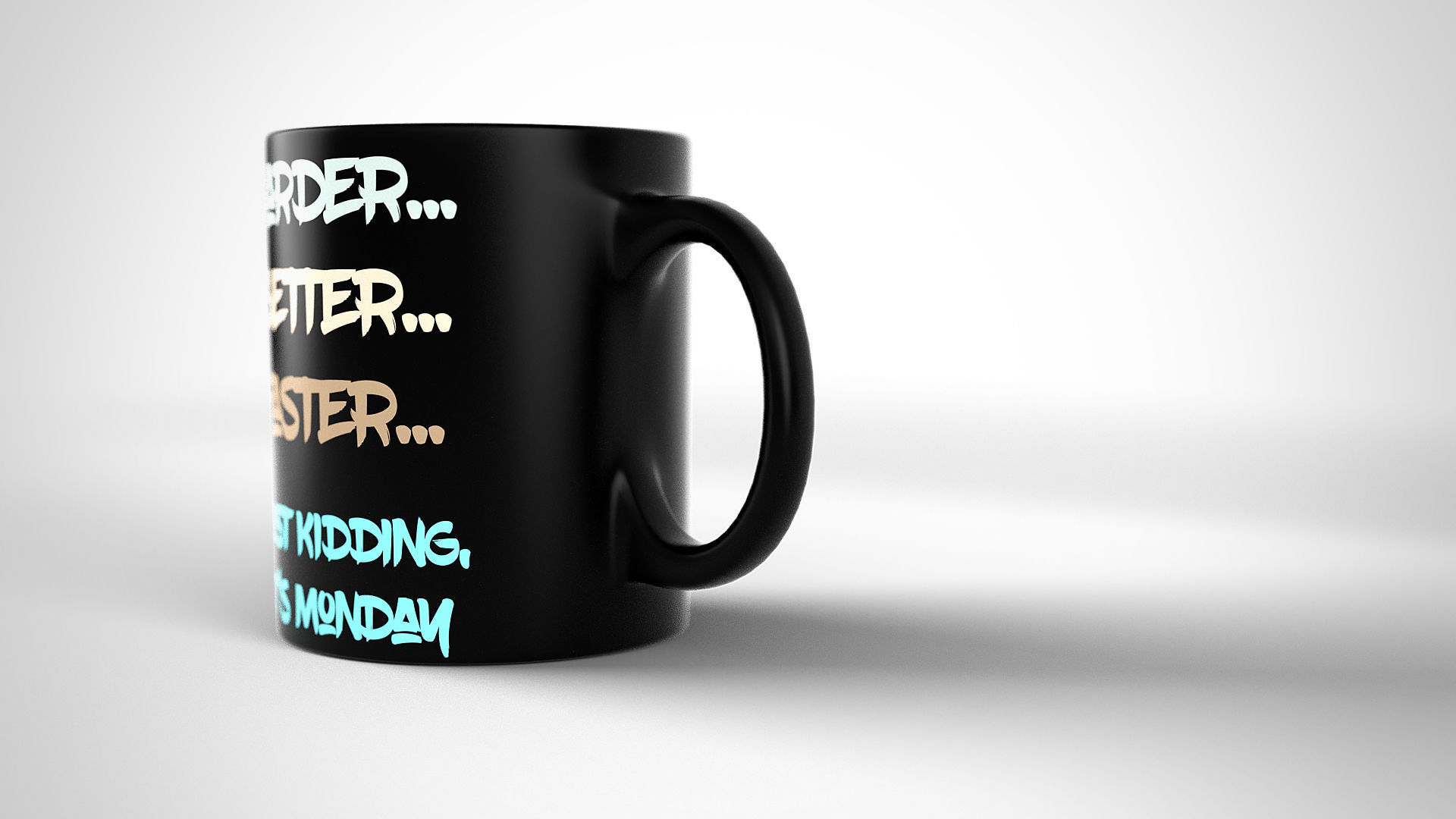 Coffee Tea Mug with funny inscription 3D model_2