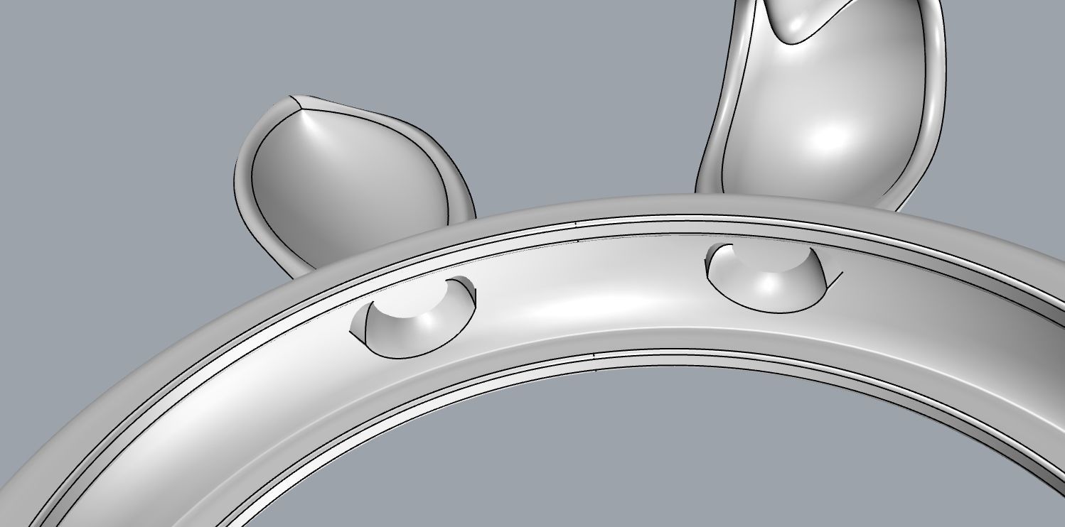 Cute Rabbit Ears Ring 3D print model_19