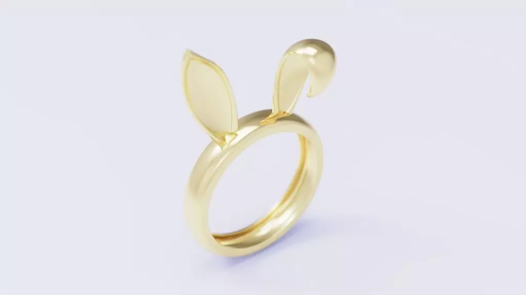 Cute Rabbit Ears Ring 3D print model_0