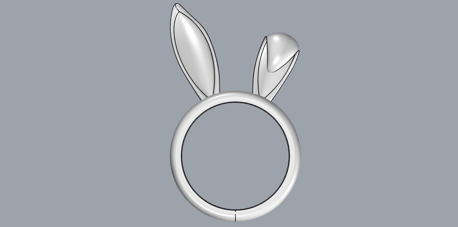 Cute Rabbit Ears Ring 3D print model_17
