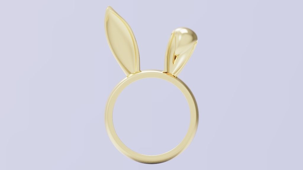 Cute Rabbit Ears Ring 3D print model_5