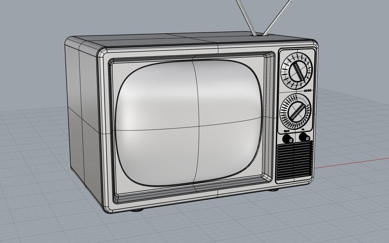 Old TV 3D model_2