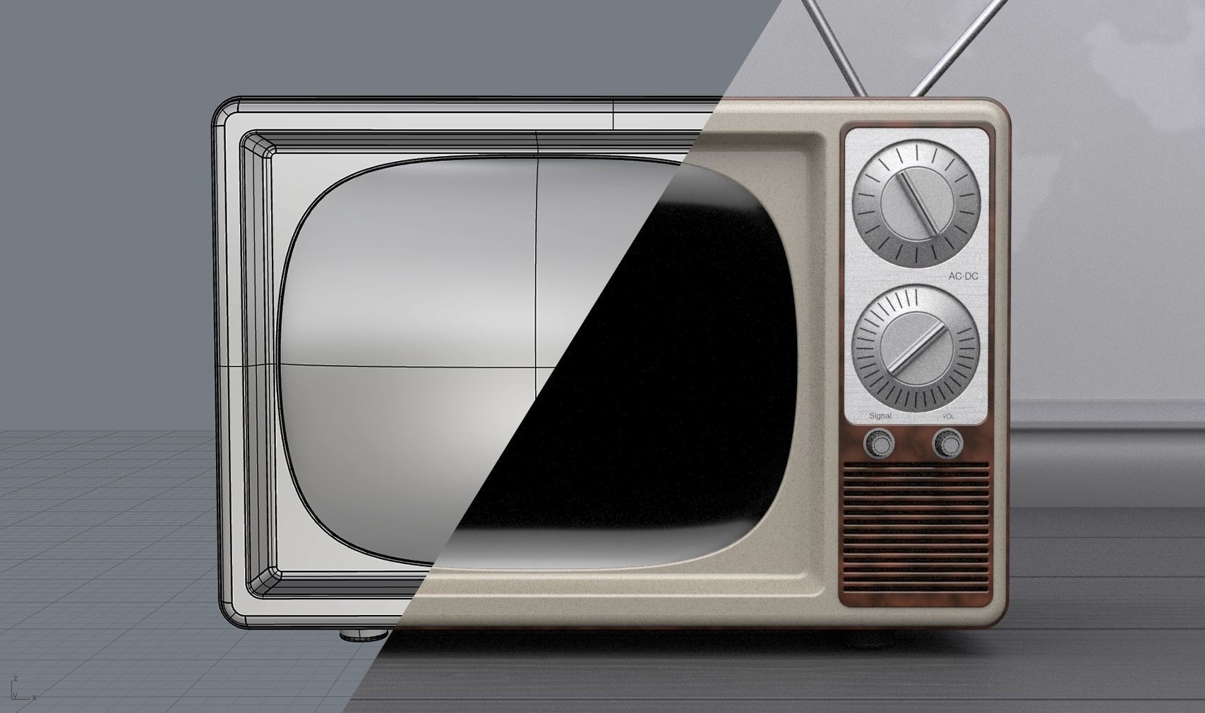 Old TV 3D model_1