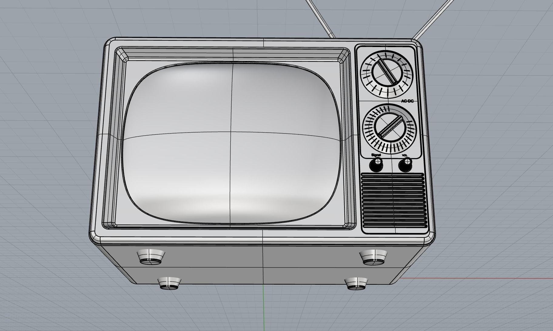Old TV 3D model_4