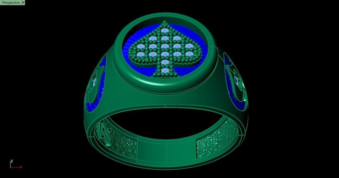Spades Card Ring 3D print model_8