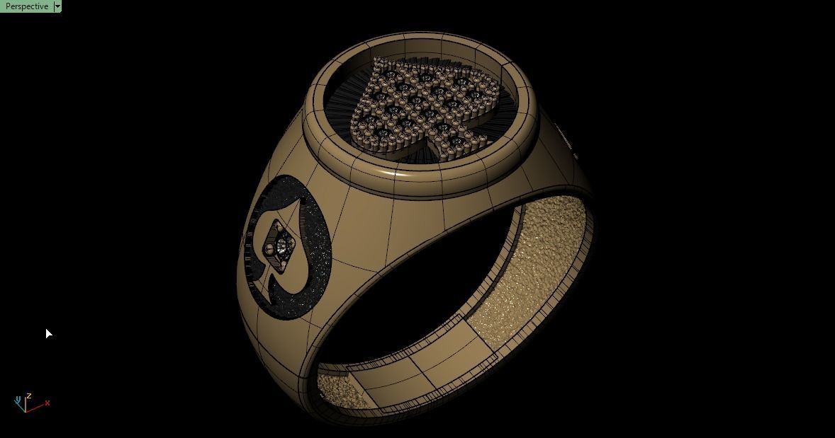 Spades Card Ring 3D print model_10