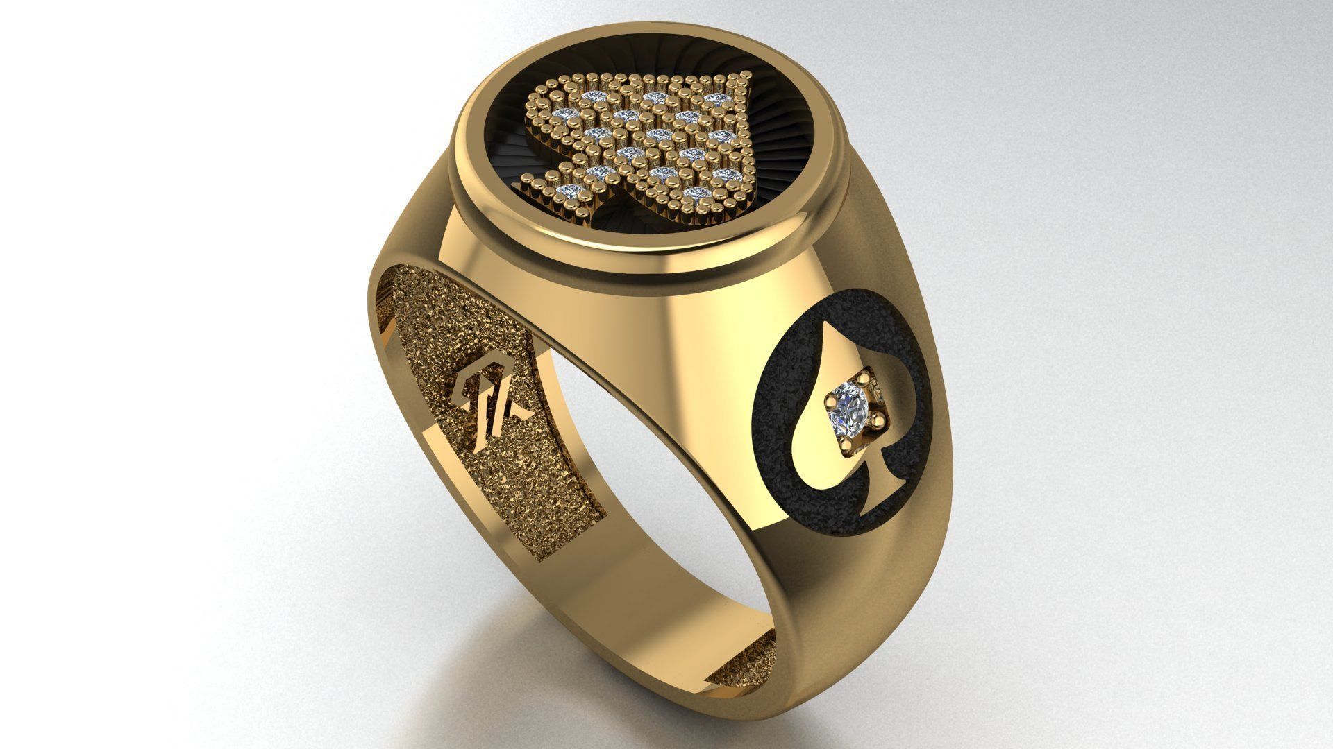 Spades Card Ring 3D print model_4