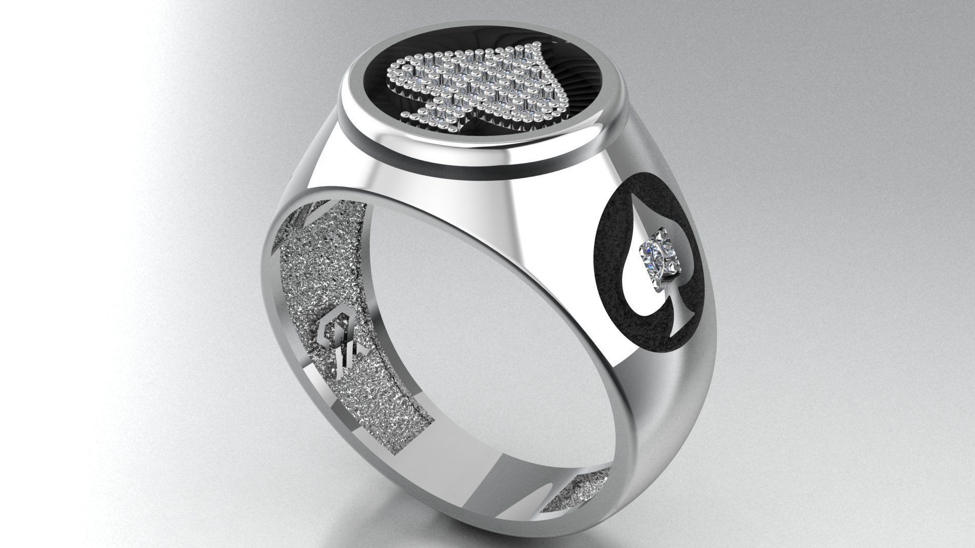 Spades Card Ring 3D print model_1