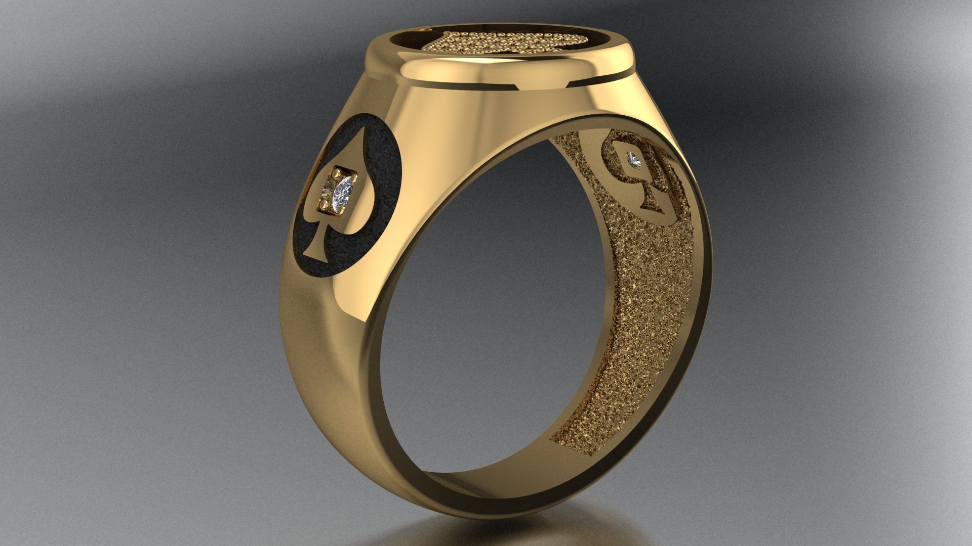 Spades Card Ring 3D print model_5