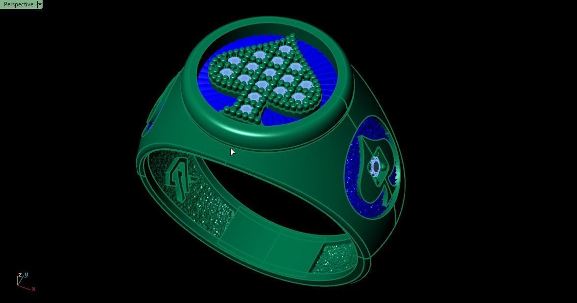 Spades Card Ring 3D print model_13