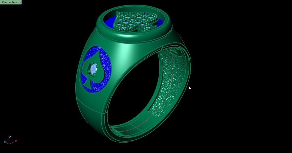 Spades Card Ring 3D print model_7