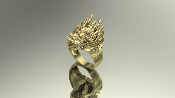 Matday dragon head ring gold Free 3D model