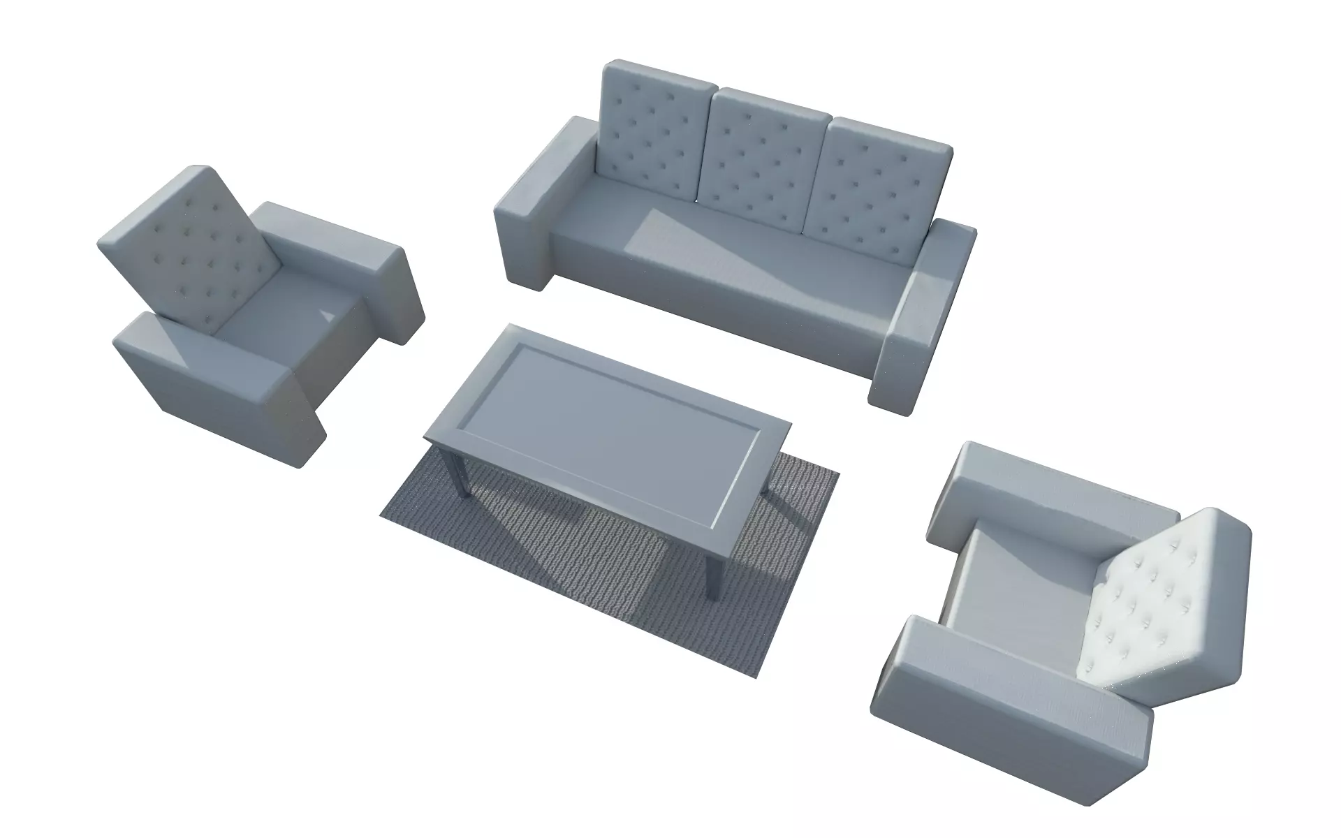 Sofa  white Low-poly 3D model_0