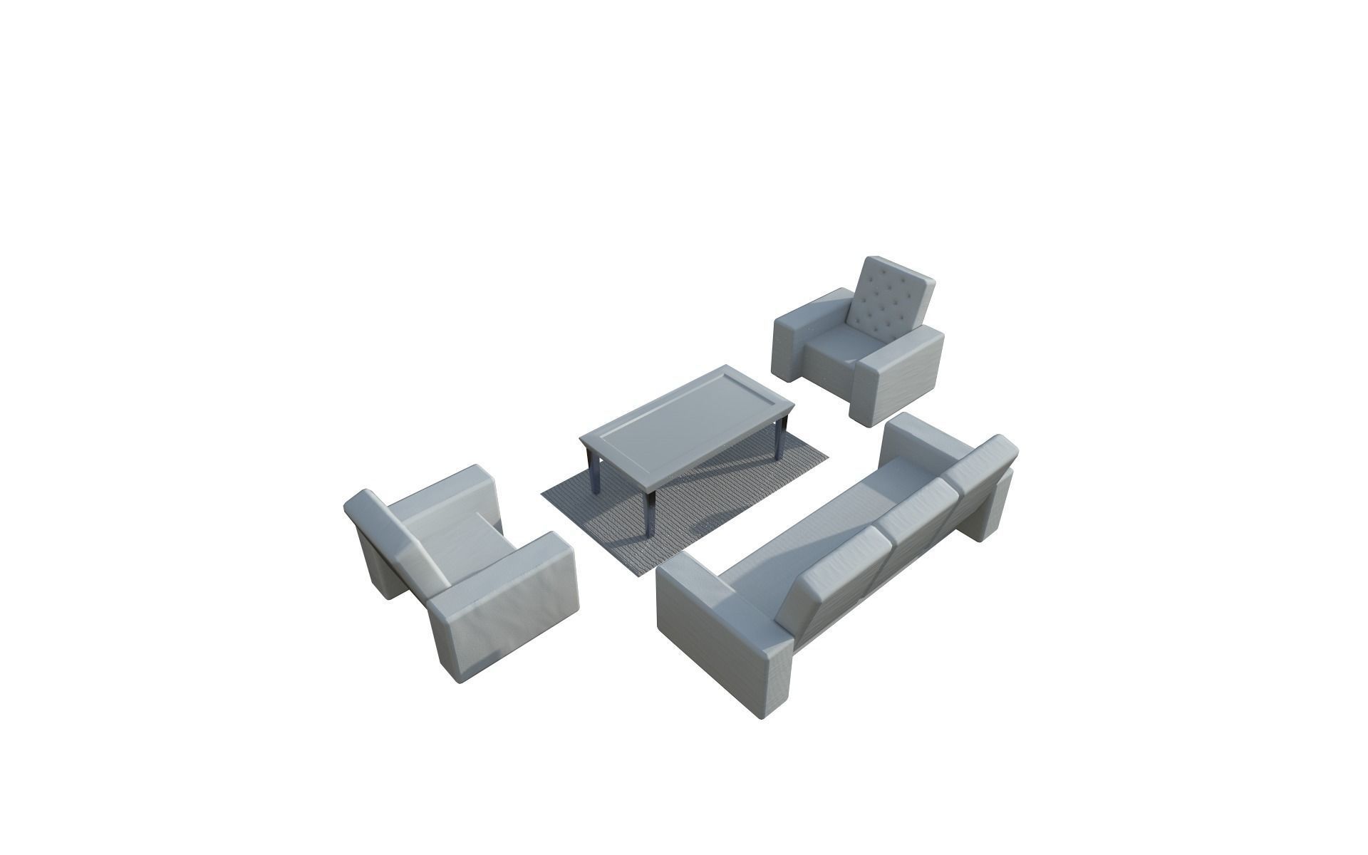 Sofa  white Low-poly 3D model_3