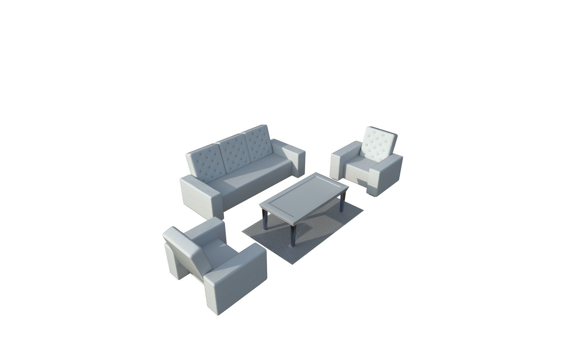 Sofa  white Low-poly 3D model_7