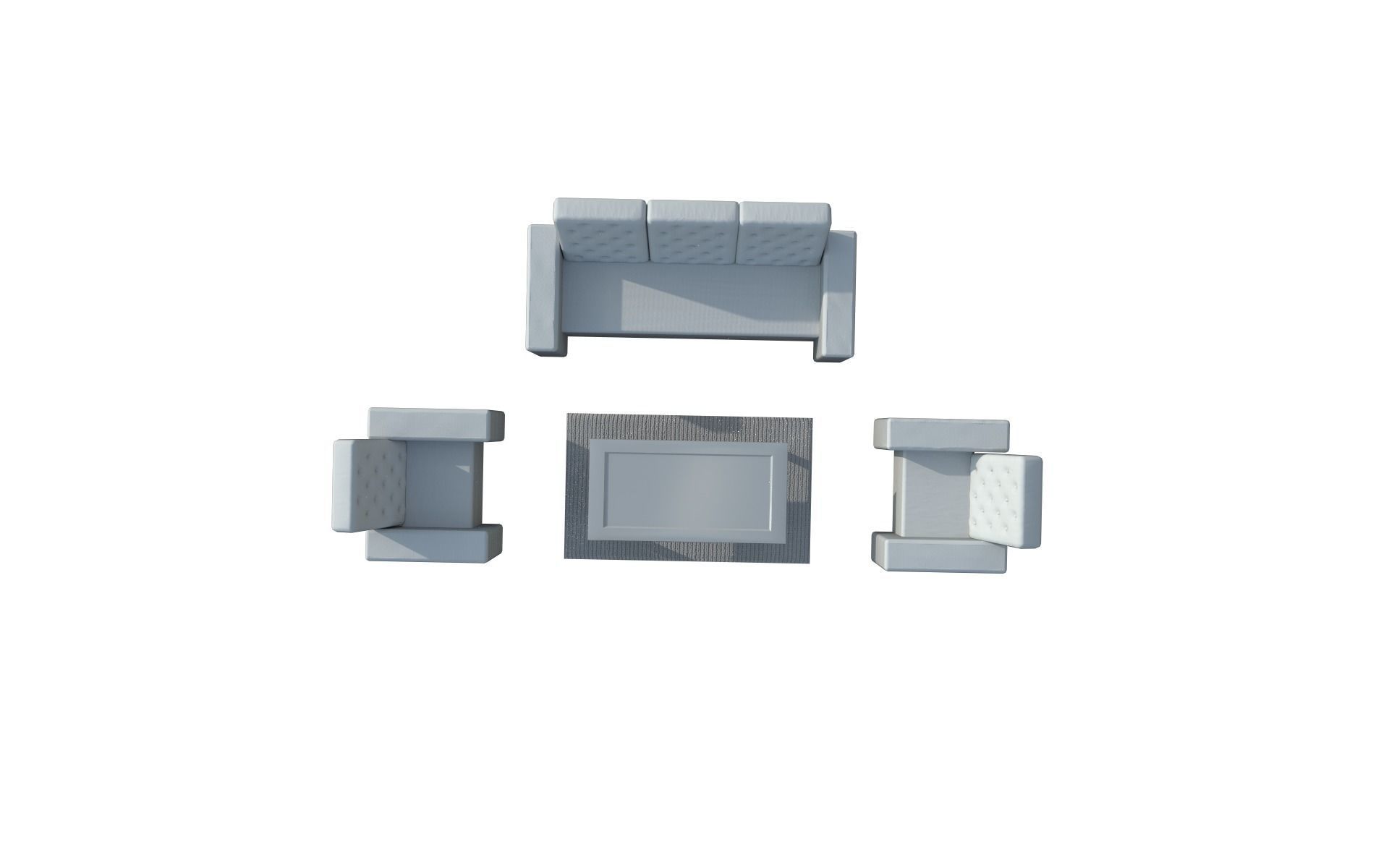 Sofa  white Low-poly 3D model_9