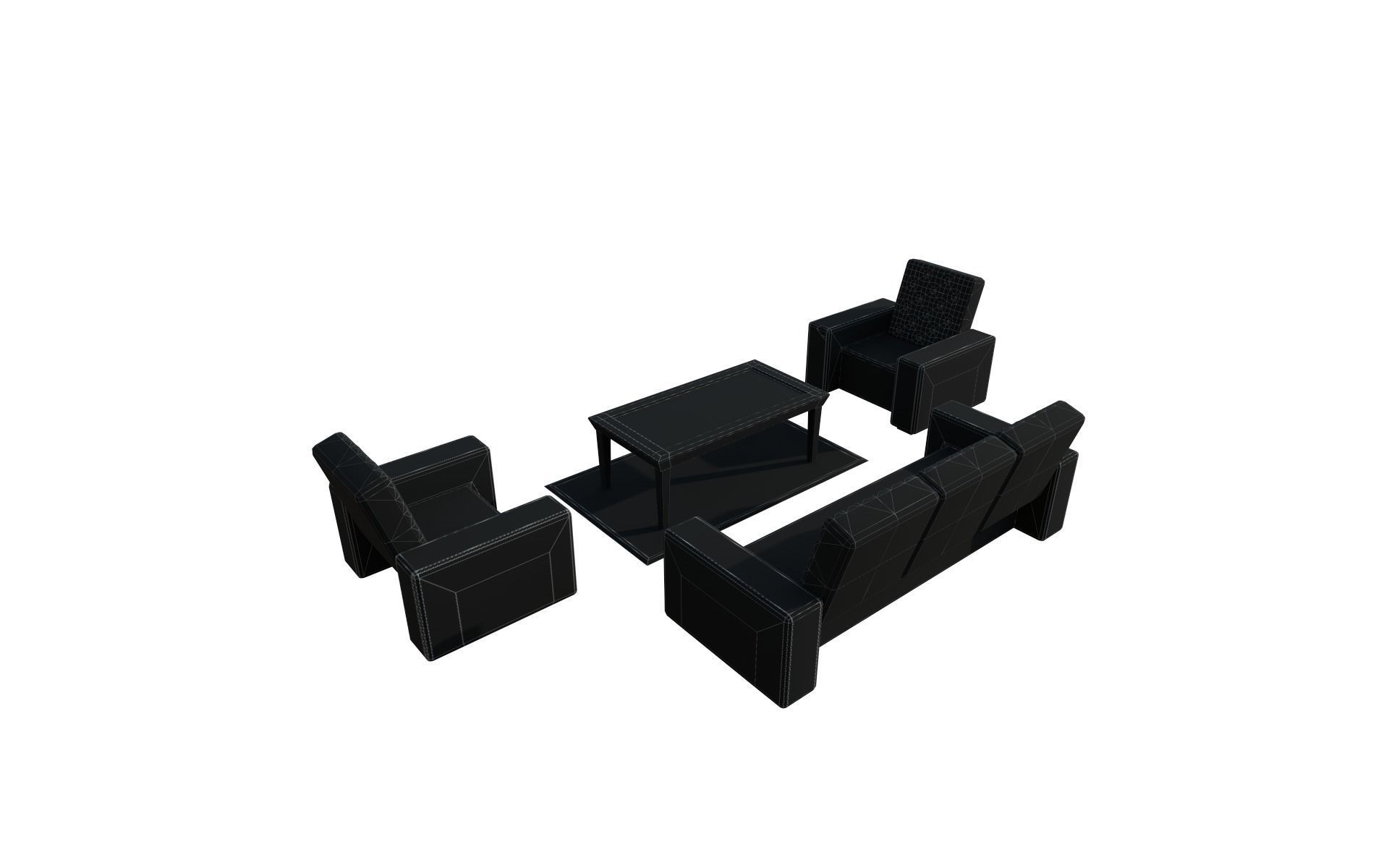 Sofa  white Low-poly 3D model_12