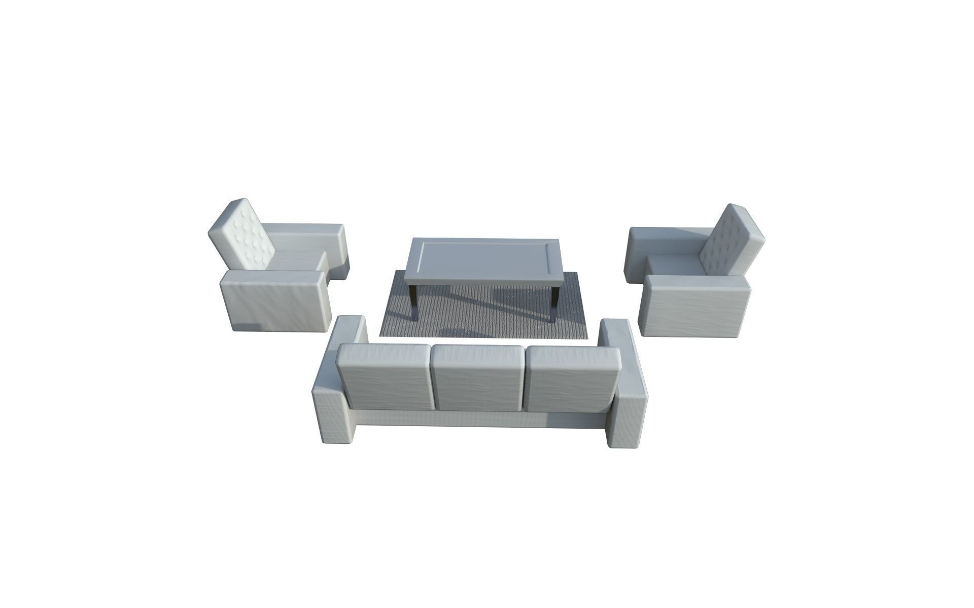 Sofa  white Low-poly 3D model_2