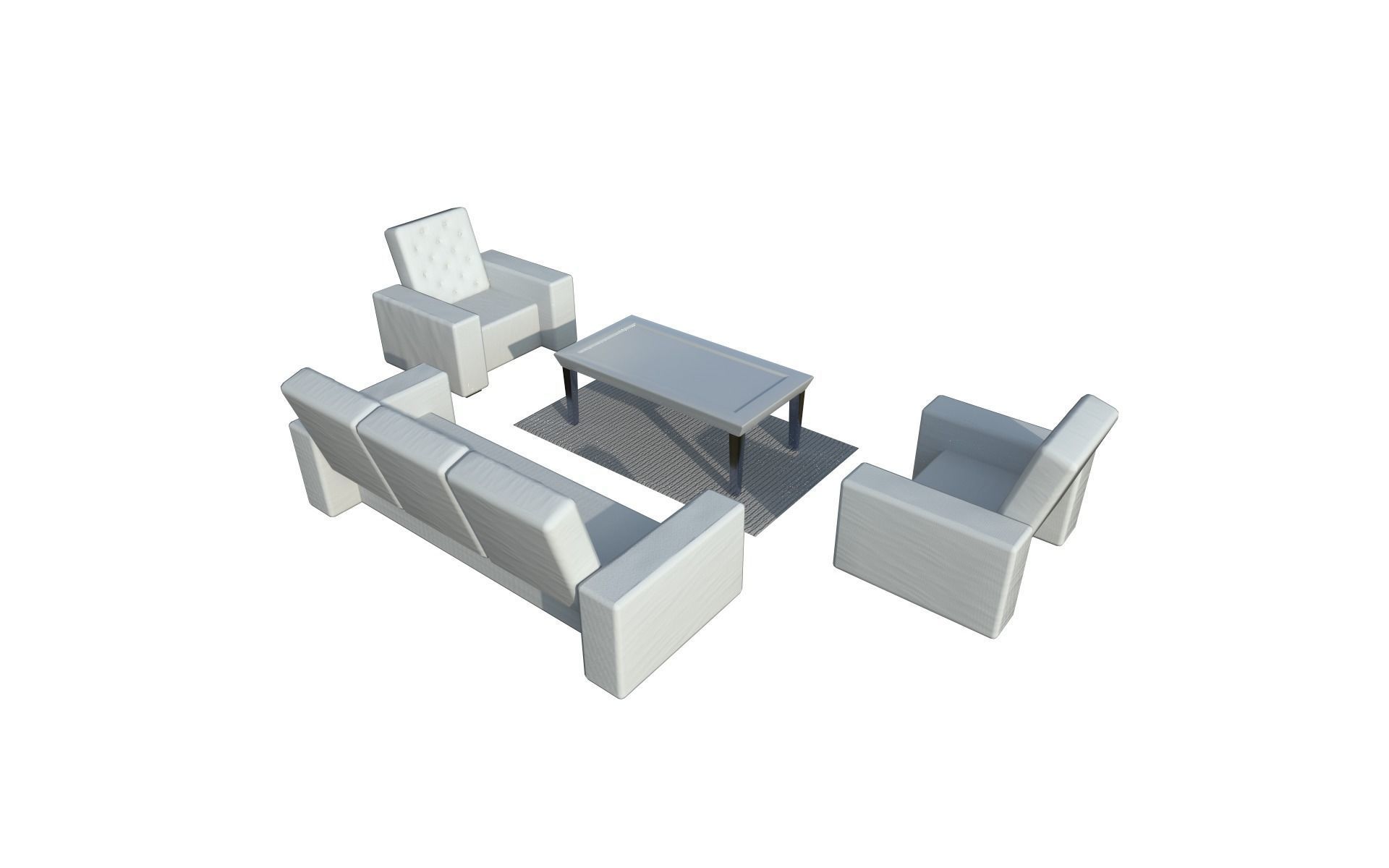 Sofa  white Low-poly 3D model_1