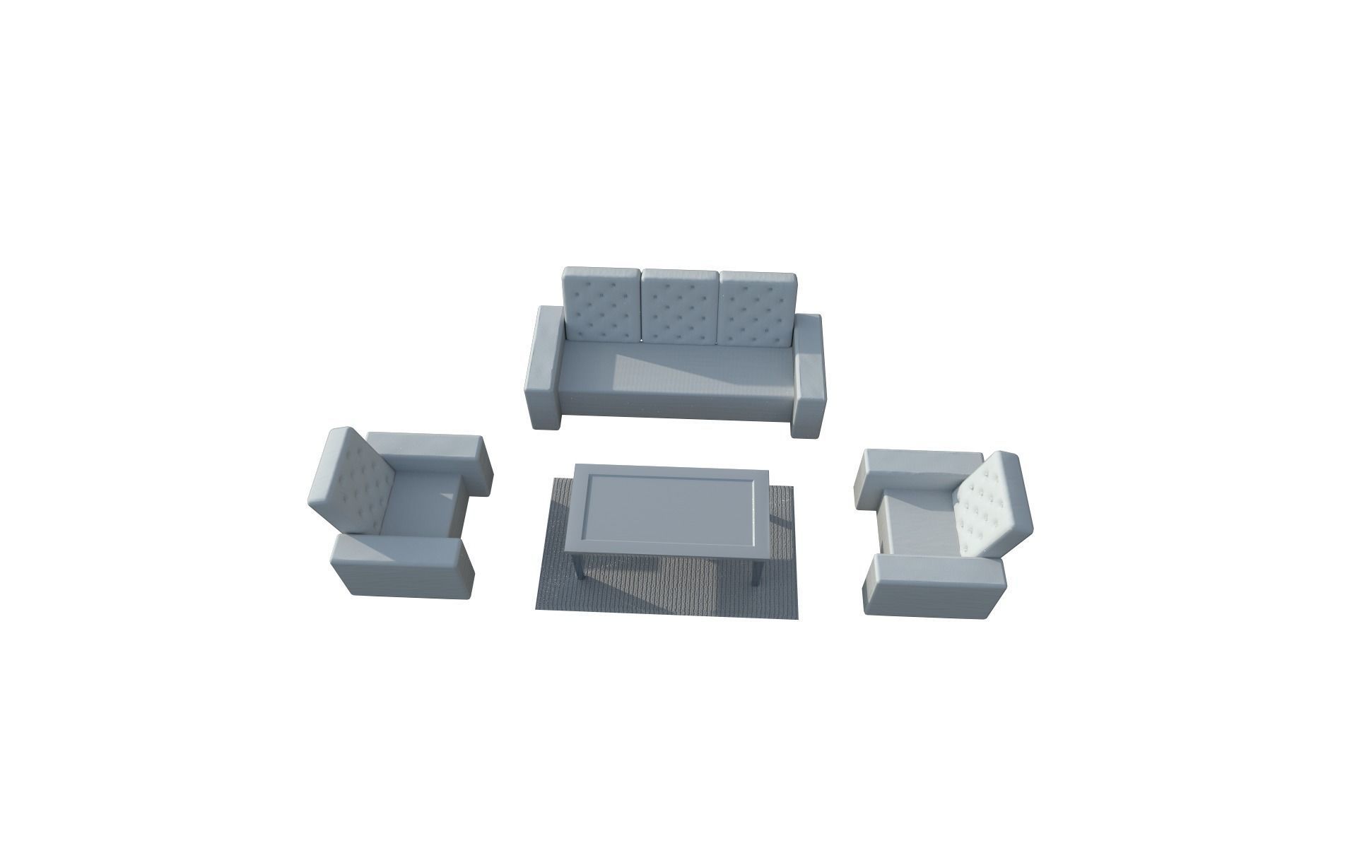 Sofa  white Low-poly 3D model_6
