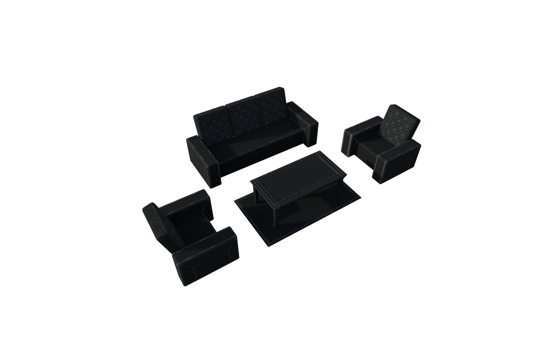 Sofa  white Low-poly 3D model_14