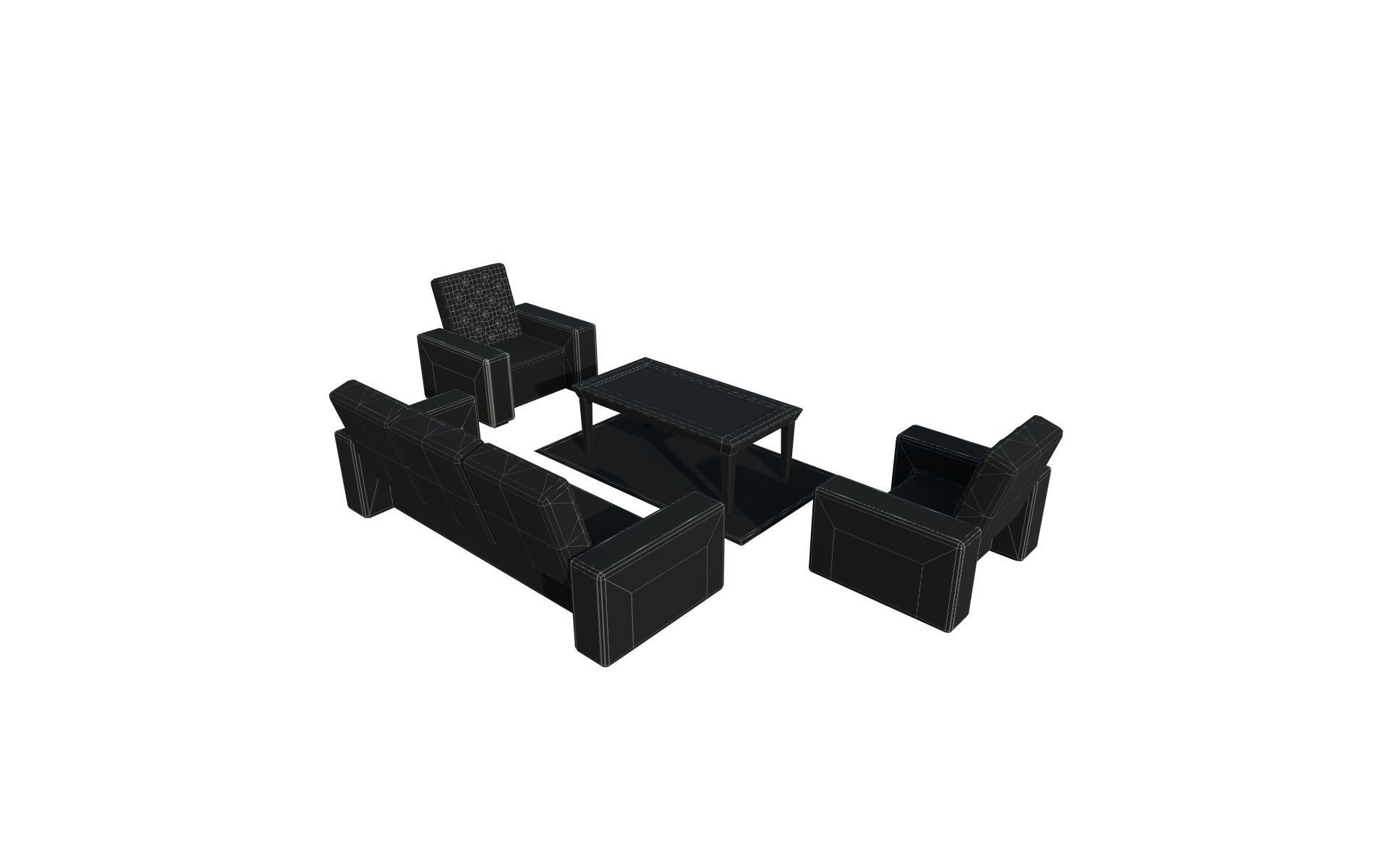 Sofa  white Low-poly 3D model_11