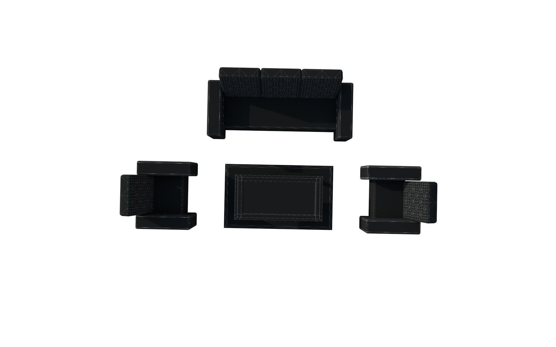 Sofa  white Low-poly 3D model_15