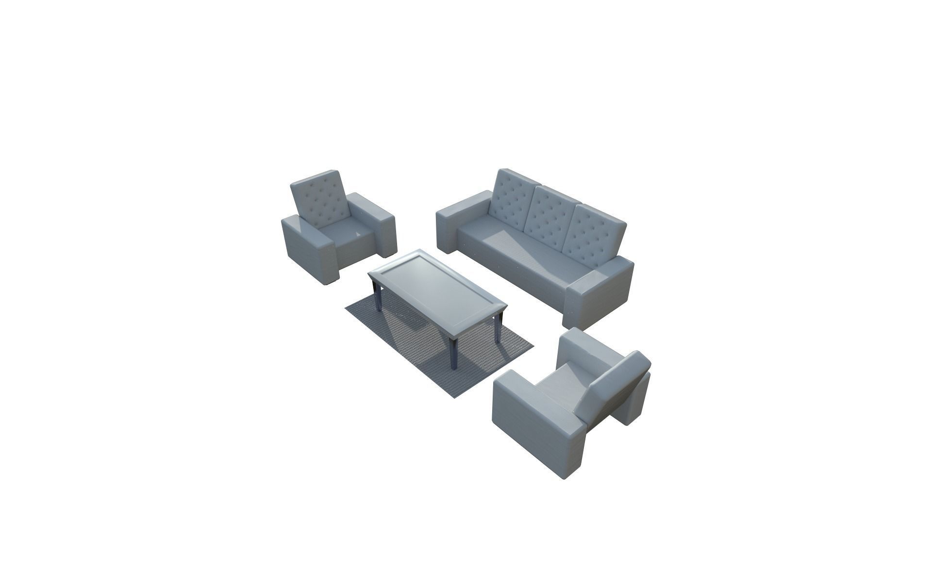 Sofa  white Low-poly 3D model_5