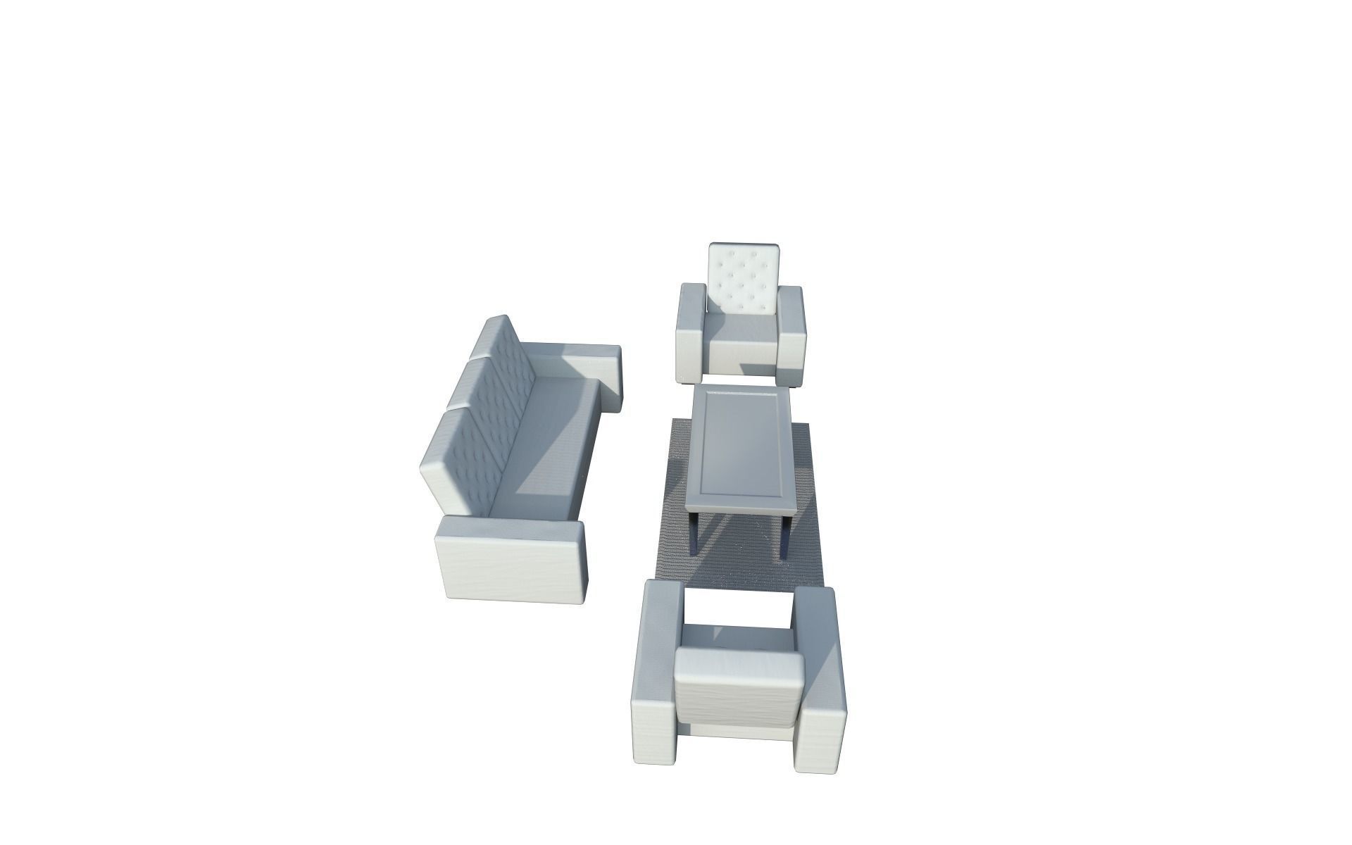 Sofa  white Low-poly 3D model_8