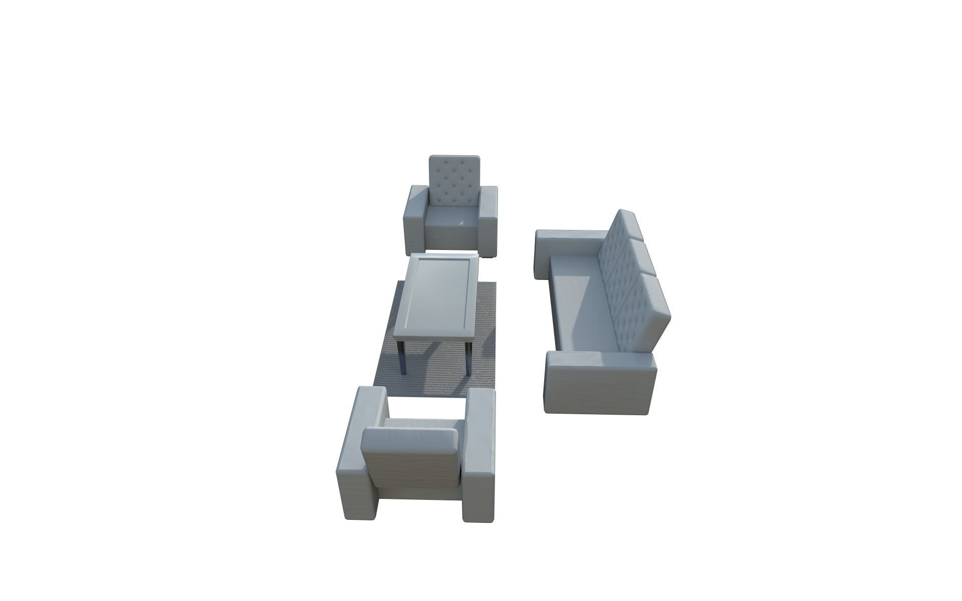 Sofa  white Low-poly 3D model_4