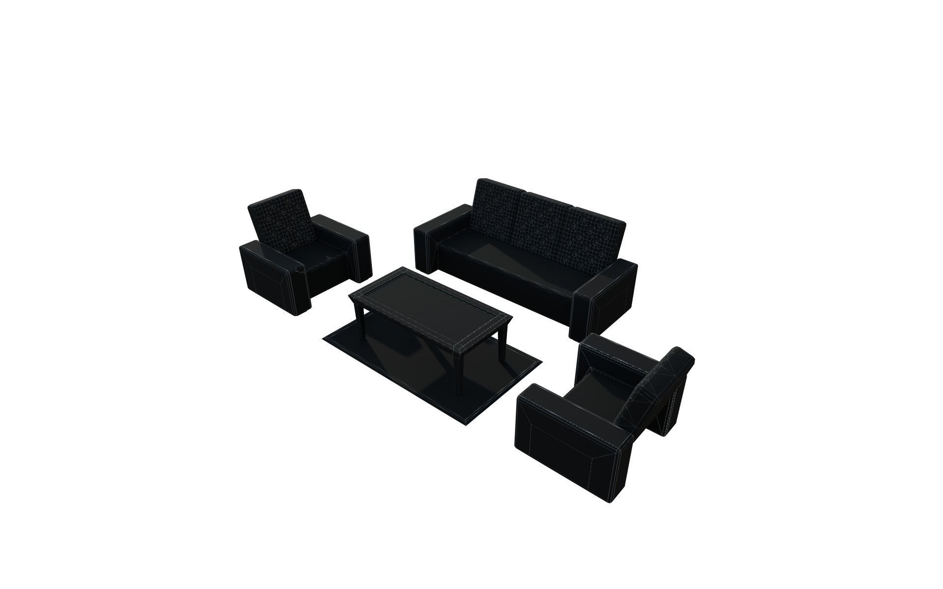 Sofa  white Low-poly 3D model_13