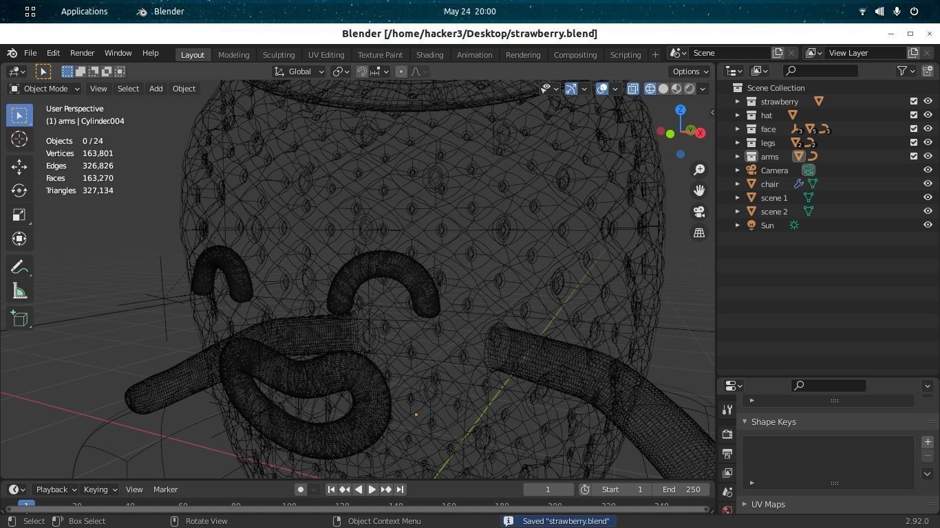 strawberry character  cute  Blender eevee and cycles 3D model_1
