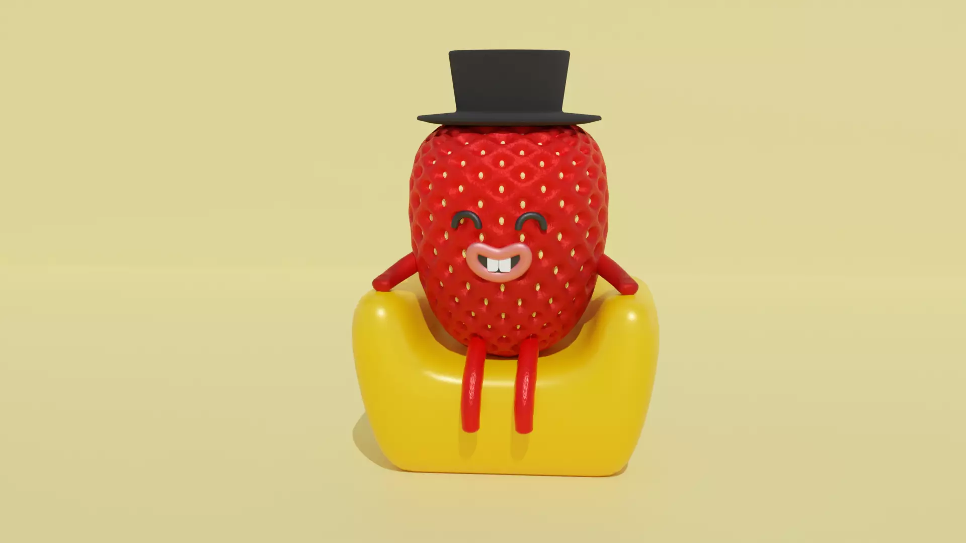 strawberry character  cute  Blender eevee and cycles 3D model_0
