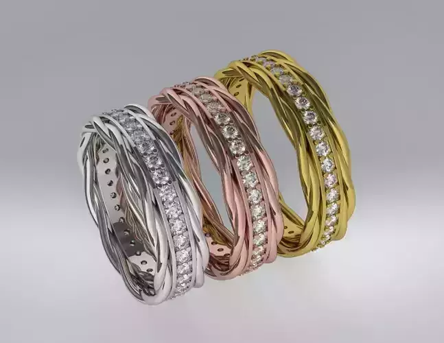 Double twisted wire diamond wedding and engagement ring  