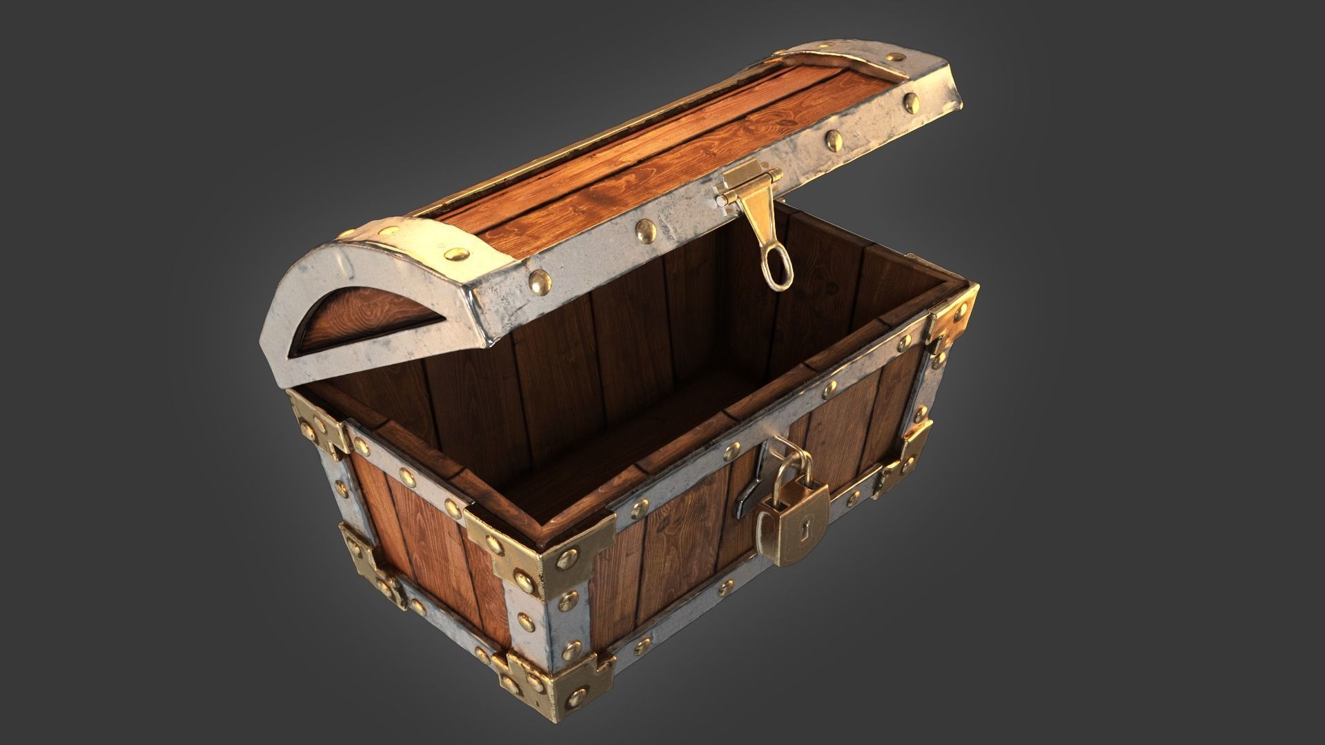 Treasure Chest with lock 3D model_3
