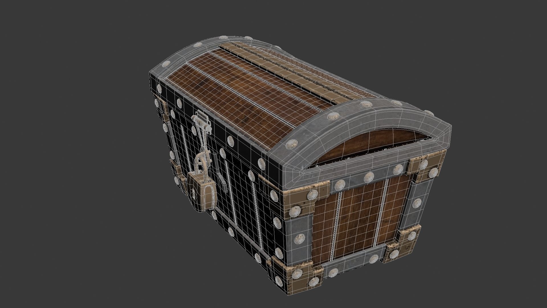 Treasure Chest with lock 3D model_17