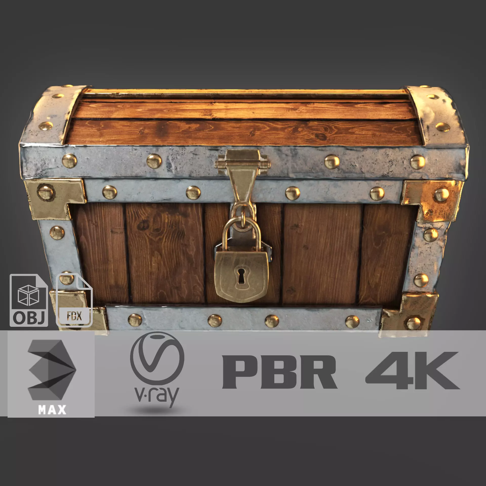 Treasure Chest with lock 3D model_0